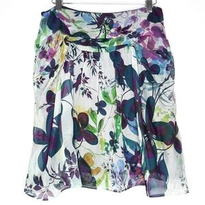 Anthro Weston Wear Fountain Flowers Silk Skirt 4